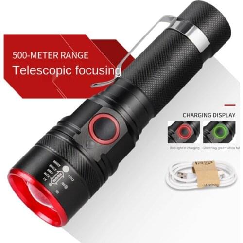 Rechageable XML-T6 LED Flashlight Torch Micro USB port lantern with headbank 4 lighting modes Zoomable Fishing outdoor lighting