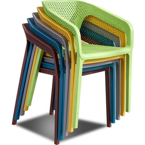 Nordic Plastic Chair Backrest Household Plastic Leisure Chair Outdoor Thickening Cafe Hollow Overlay Armchair Glue