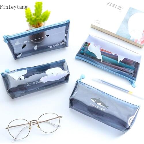 Semi-transparent Frosted Multi-functional Pencil Case Lovely Stationery Bag Pectin Waterproof Pencil Bag Gift School Supplies