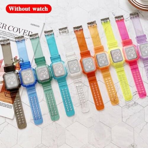 Transparent Watch Band For Apple 42/44mm Wristband Wristband Anti-Fall Colorful Fluorescent Integrated Z8T6