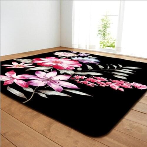 Rectangles Rose flower print carpet Applicable Home living room bedroom hotel other High-end Decoration rug Kitchen Non-slip mat