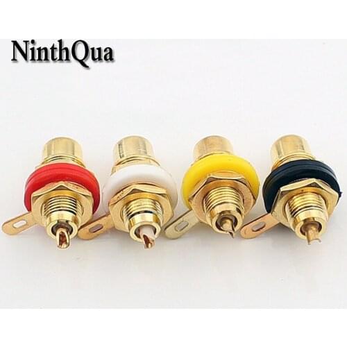 5pcs Gold Plated Pin RCA Socket AV Connector White Yellow Red Black for Audio System Loudspeaker