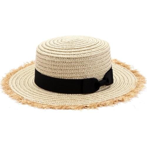 2020 New Sale Flat Top Sun Hat Summer Spring Women Travel Caps Bandages Beach Child Traw Hat Breathable Girls Hat