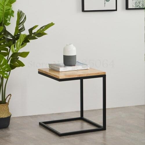 Nordic Small Table Living Room Square Small Square Table Corner Table Side Table Solid Wood Sofa Coffee Table Iron Table