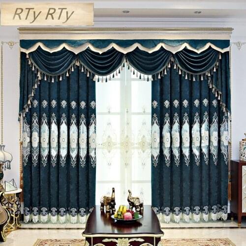Bedroom European Luxury Curtains for Living Room Window Shading Cloth of Dining chenille embroidered curtain