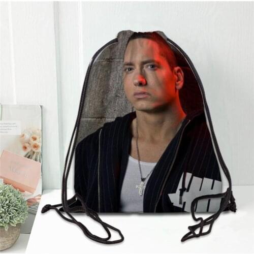 Eminem Drawstring Bag Portable Lightweight Backpack Bag Travel Sport Outdoor Hiking Storage Bag Silk Fabric Bag 20201102