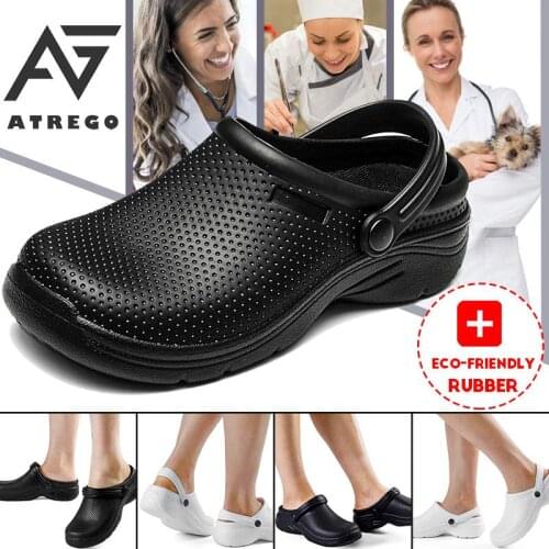 AtreGo EVA Hotel Kitchen Clogs Non-slip Waterproof Oil-proof Work Shoes Breathable Resistant Kitchen Cook Chef Shoes For Clinic