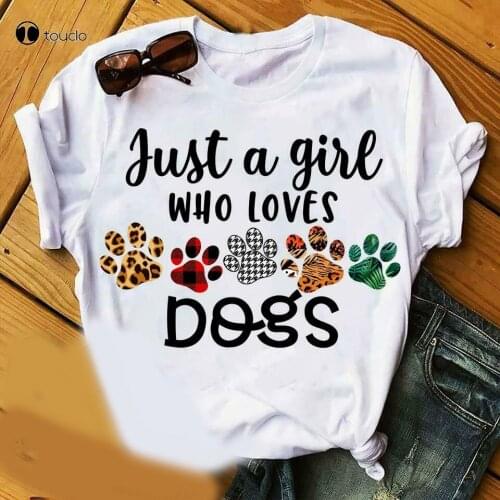 A Girl Who Loves Dogs Paw Prints Women T Shirt Cotton S-3Xl White Tee Shirt