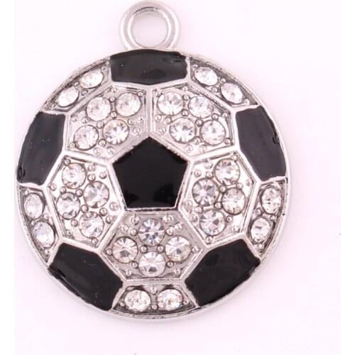 Women Men Pendant Sports Style Soccer Ball Pattern Shape And Sparkling Crystal Zinc Alloy Material Provide Dropshipping