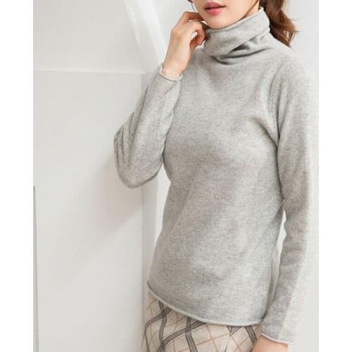 Womens Sweater 100% Merino Wool Turtleneck Sweater Autumn Winter Warm Soft Ladys knitted Pullover Women Cashmere Sweater