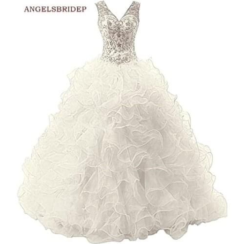 ANGELSBRIDEP Sweetheart Ball Gown Quinceanera Dresses Vestidos De 15 Anos Sexy See-Through Back Organza Princess Party Gowns
