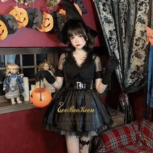 Witch Dress Adult witch cosplay Halloween costumes for women Gothic Lolita Black Lolita Dress Girls Halloween Cosplay Costume