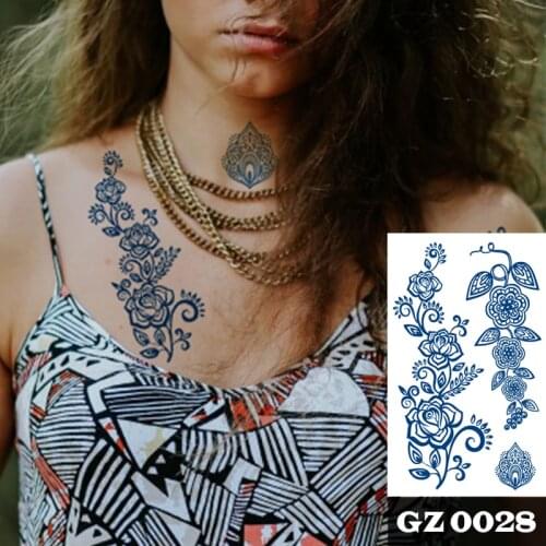 1Pcs Herbal Extracts Juice Bohemian Flower Vine Tattoos Body Art Waterproof Temporary Tattoo Sticker For Men Women