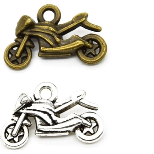 10pcs Wholesale Three Color 3D Motorcycle Charms Zinc Alloy Metal Pendants For DIY Handmade Jewelry Accessories Making 21*13mm