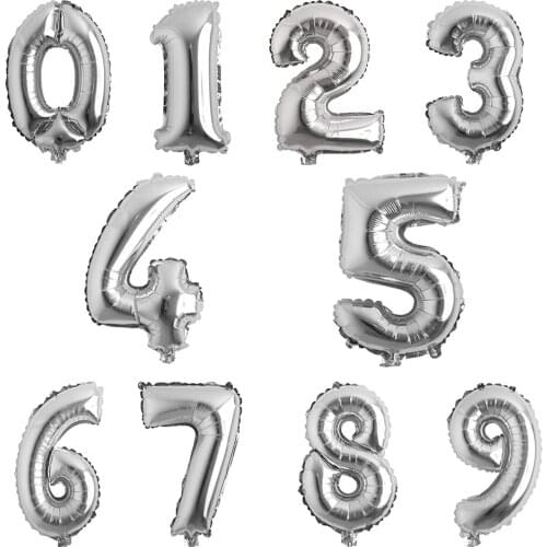 16 32 40 inch number balloons Big Silver Gold Figure Foil Balloon Wedding Birthday Party Decoration Balloons
