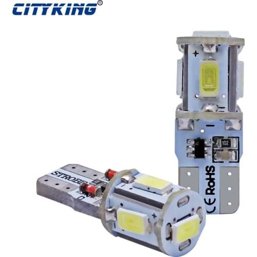 2 x T10 led strobe Flash led W5W 194 t10 5SMD led 5730 5630 LED Car light with Two modes of Operation w5w smd car strobe light