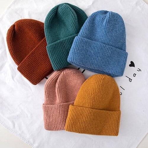 2020 Unisex Beanies Knitted Womens Warm Solid Color Woolen Caps Lady Autumn Winter Thickened Cap Men Ear Protection Beanie Hat