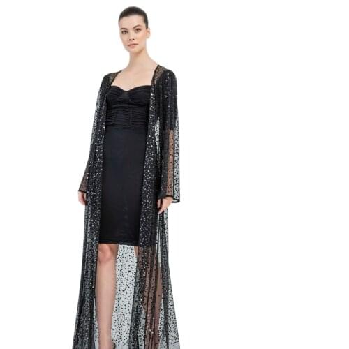 2021 Summer Brand Feminino Women Transparent Beach Maxi Dress Swimwear Bikini Cover-up Tunic STONE DESIGN TULLE CARDIGAN