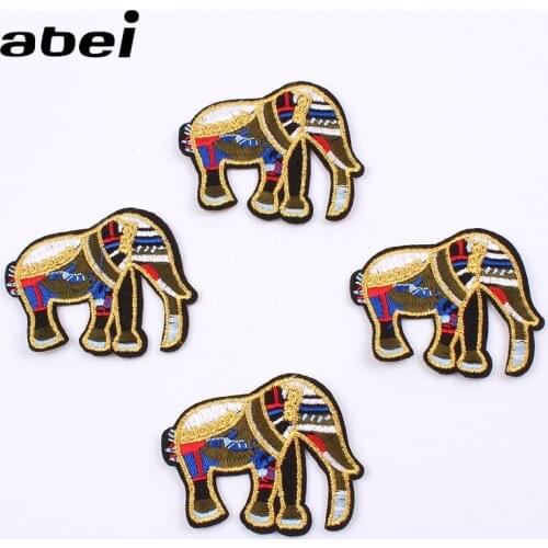 5pcs/lot Embroidered Elephant Patch Iron On Animal Stickers Sewing Jeans Backpack Coats Fabric Appliques Handmade pants Badge