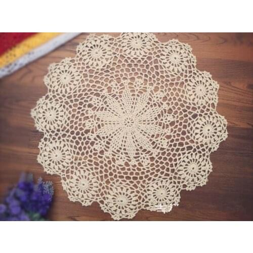 6PCS/LOT Round doily cotton hand made Crochet cup mat, 5 colors 40x40cm Round Coaster Place Mat