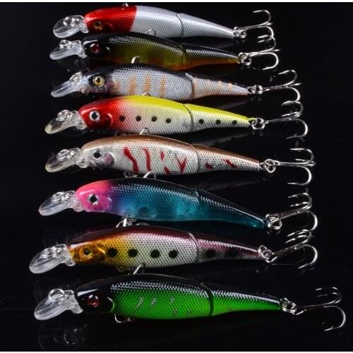 8pcs 9.5cm 7..5g Hard VIB Lures Fishing Minnow Bait Treble Hooks Sinking Crankbait Wobblers Fishing Tackle 3D Eyes Pesca