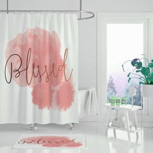 Abstract printing shower curtain modern natural plant leaf polyester bathroom curtain