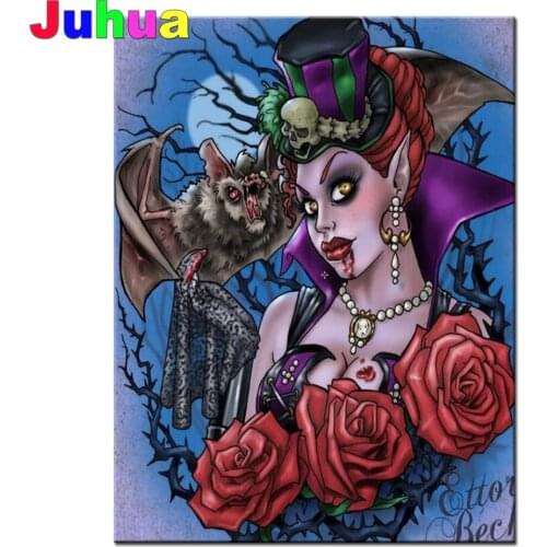 Diamond Mosaic Bat And Vampire 5d Diy Diamond Painting Crafts Embroidery Cross Stitch Full Square Drill Rhinestone Gothic Woman
