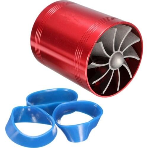 AU04 -Universal Car Double Turbine Turbo Charger Air Intake Gas Fuel Saver Fan Auto Car Supercharger