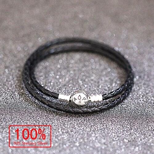 10pcs 100% 925 Sterling Silver Bracelet Variety colors of Leather Rope Bracelet Women Handmade Bangle long chain Jewelry