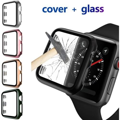 Protective Case For Apple Watch 5 4 3 2 iWatch Band 42mm 38mm 44mm 40mm Cover Tempered Glass Screen Protector PC Plating Shell
