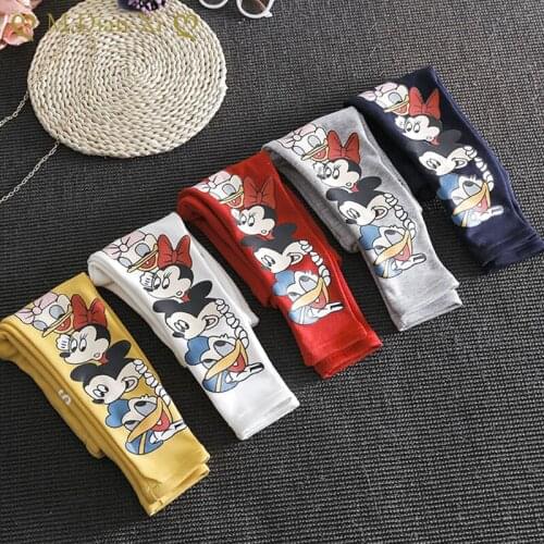 Children Girls Cartoon Print Leggings Mickey Pants Girls Leggings Cotton Trousers Mickey Minnie Childrens Tight Leggings