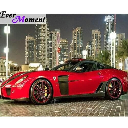 Ever Moment 5D DIY Diamond Painting Cross Stitch Red Sports Car Mosaic Full Square Drills Artwork Rhinestone ASF1221