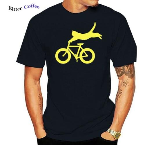 Summer Hot Sale T shirts Cat Bike Cycling Bicycle Rider Fashion Pure Cotton Tee Shirts O-Neck Mens T Shirt Printing Oversized