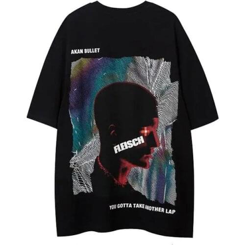 Summer Punk Rock Printing T Shirt Men Streetwaer Loose Short Sleeve Tee Rapper Clothes