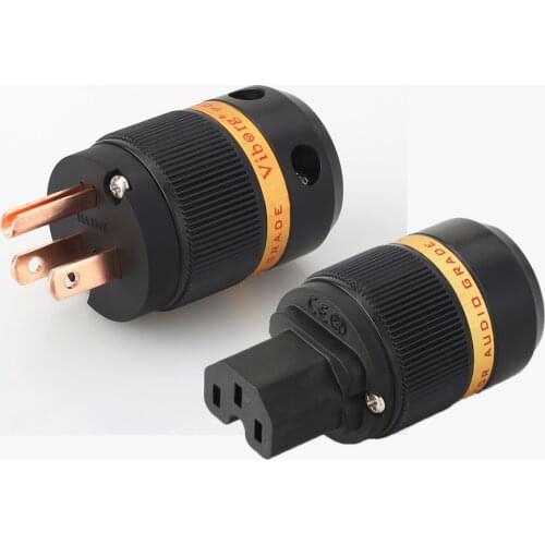 HIFI One pair viborg VM501 + VF501 Pure Red-Copper US Plug power plug for DIY power cable