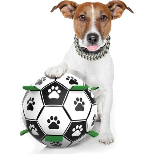 Dog Toys Interactive Pet Football Toys with Grab Tabs Dog Outdoor training Soccer Pet Bite Chew Balls for Dog accessories