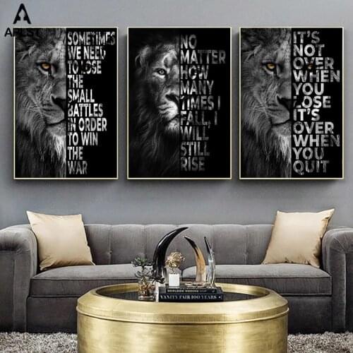 Wild Lion Poster Life Insparing Phrase Canvas Painting Prints Black White Animal Wall Art Picture Home Office Deocr