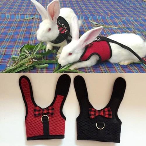 Rabbit Harness and Leash Set Bow Bunny Breathable Clothes Bowknot Dog Rabbit Chest Back Adjustable Summer Small Pet Supplies
