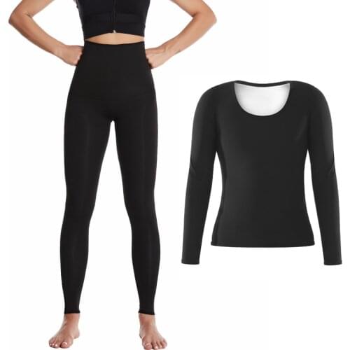 Women New Shapewear Set Body Shaper Sweat Sauna Suits Lady Slimming Shirt Fitness Control Panties Waist Trainer Workout Leggings