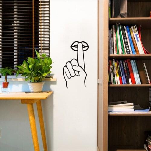 Creative Hush gesture Wall Sticker for library Bedroom decoration background quiet place art Decals Removable stickers