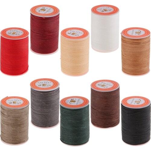 Prettyia 55 Meters 0.8mm Round Waxed Thread Leather Hand Sewing Stiching Cord