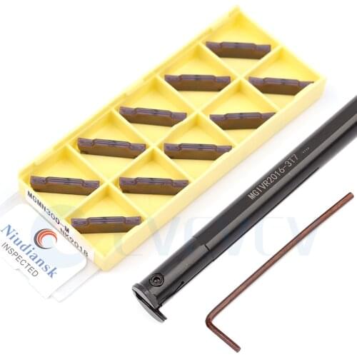 MGIVR2016 Internal Cutting Groove Knife Cutting Tool Holder +10Pcs MGMN 150 250-G 300-M CNC Lathe Carbide Blade Durable Seismic