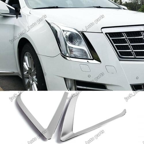 Silver Stainless Front Headlight Lamp Cover Trim 2pcs For Cadillac XTS 2015 2016 2017 2018