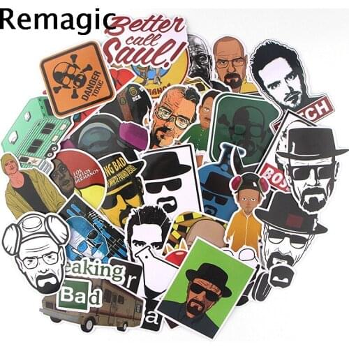 34pcs BreakingBad Scrapbooking Stickers Packs Waterproof Skateboard Luggage Motorcycle Guitar Graffiti Kid Toy decals pasters