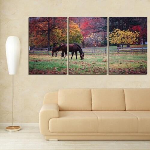 New Hot 3 Panel Hand-Painted Wall Art Animals And Plants Home Decoration Abstract Landscape Oil Painting On Canvas