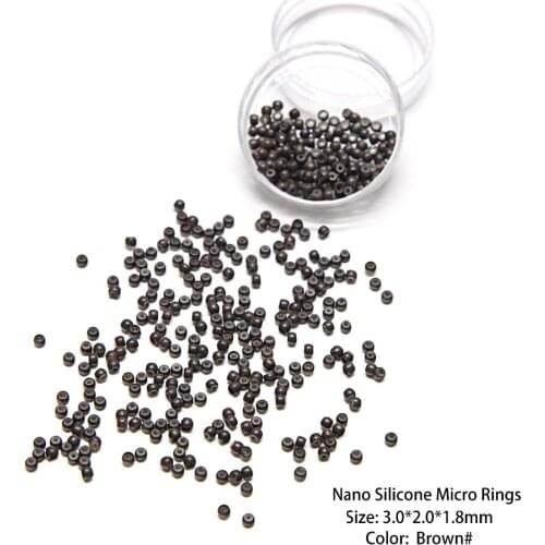 Neitsi Silicone Nano Ring Beads For Micro Loop Links Fusion Keratin Human Hair Extensions 1000 Beads Brown