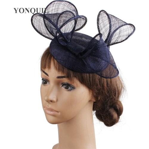 New Sinamay Bow Fascinator Accessories Wedding Women Headwear Hairpin Bride Cocktail Headpiece Headbands Mesh Fedora Caps
