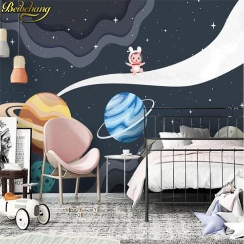 Beibehang custom Space rocket wallpaper childrens room boy bedroom cartoon murals Papel De Parede 3D wallpapers for Living Room
