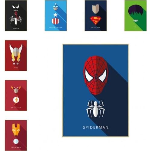 Marvel Superhero Avengers Canvas Painting Posters Children Room Mural Spider-Man Iron Man Decorative Painting Birthday Gift Toys