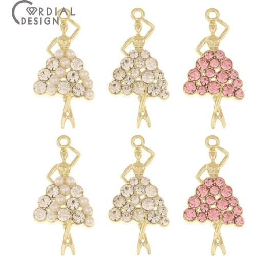 Cordial Design 100Pcs 16*31MM Pendant/Girl Shapes/Hand Made/Rhinestone Charms/Imitation Pearl/Jewelry Findings & Components